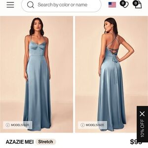 Azazie Mei Backless Dress in Sky Blue
